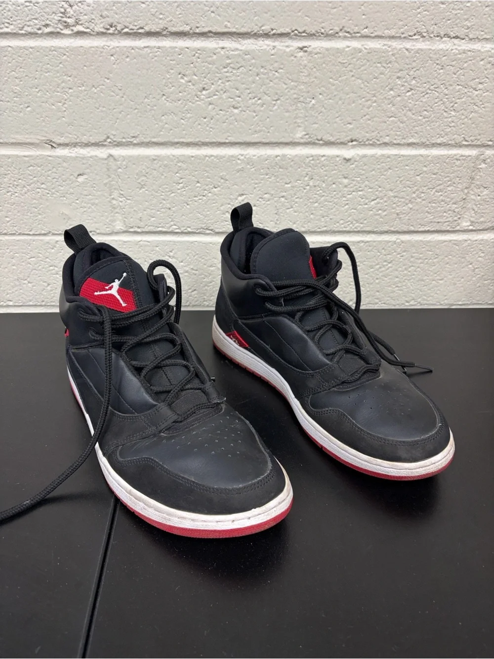 Jordan Black and Red Mid-Top Sneakers-Worn 2 times only